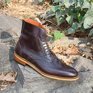 خرید آنلاین نیم بوت مردانه رسمی چرم طبیعی دست دوز مدل ریچموند قهوه ای تیره