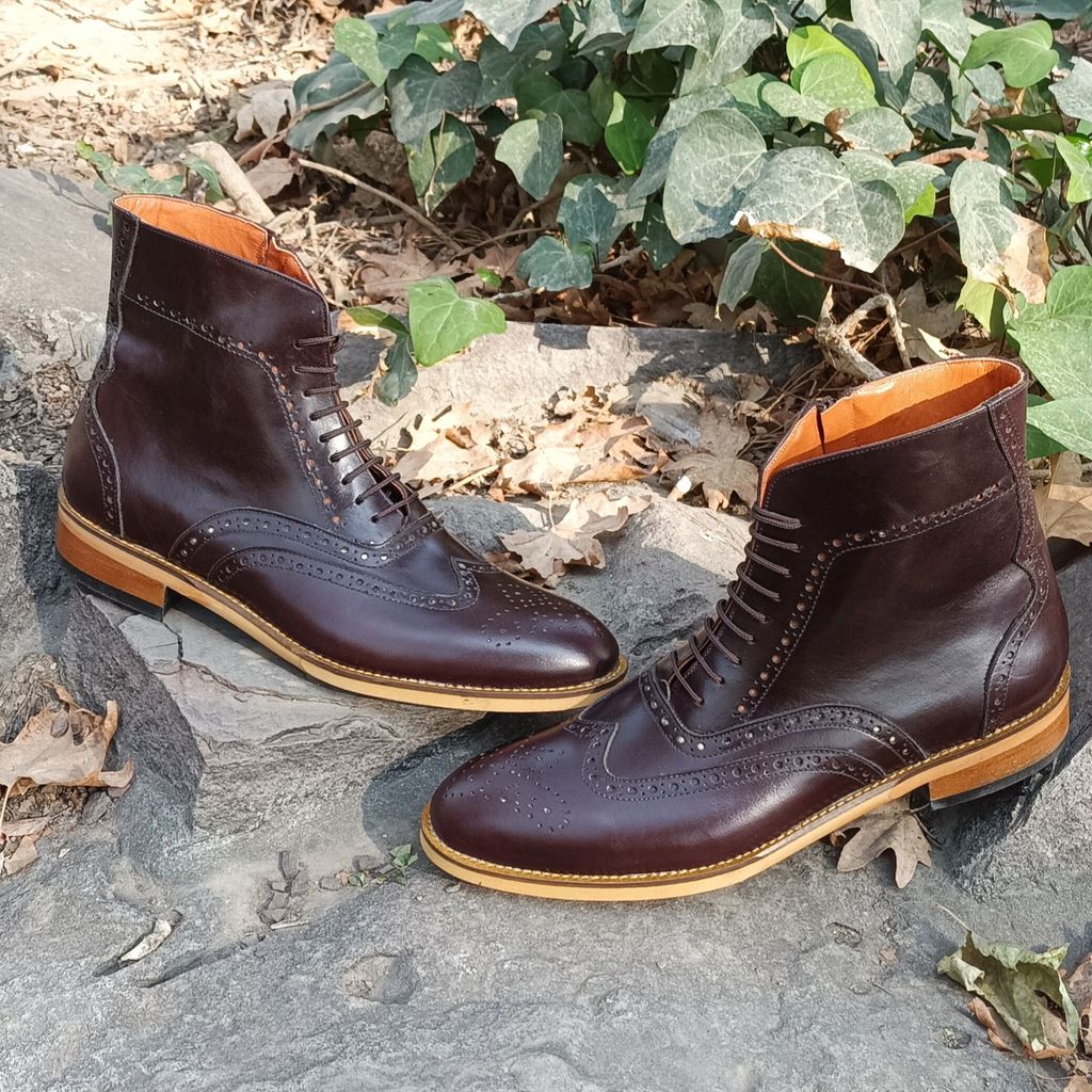 قیمت ارزان نیم بوت مردانه رسمی چرم طبیعی دست دوز مدل ریچموند قهوه ای تیره