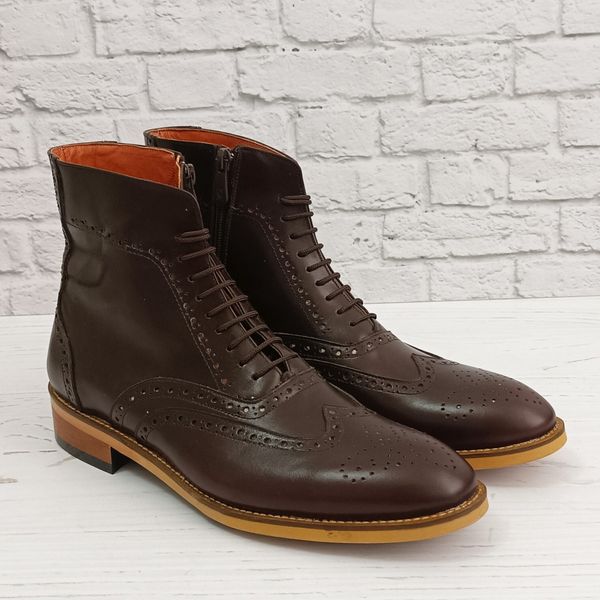 نیم بوت مردانه رسمی چرم طبیعی دست دوز مدل ریچموند قهوه ای تیره