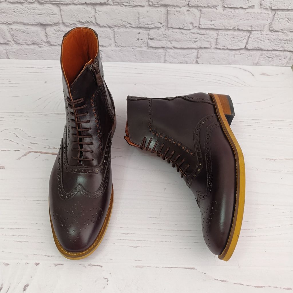 فروش اینترنتی نیم بوت مردانه رسمی چرم طبیعی دست دوز مدل ریچموند قهوه ای تیره