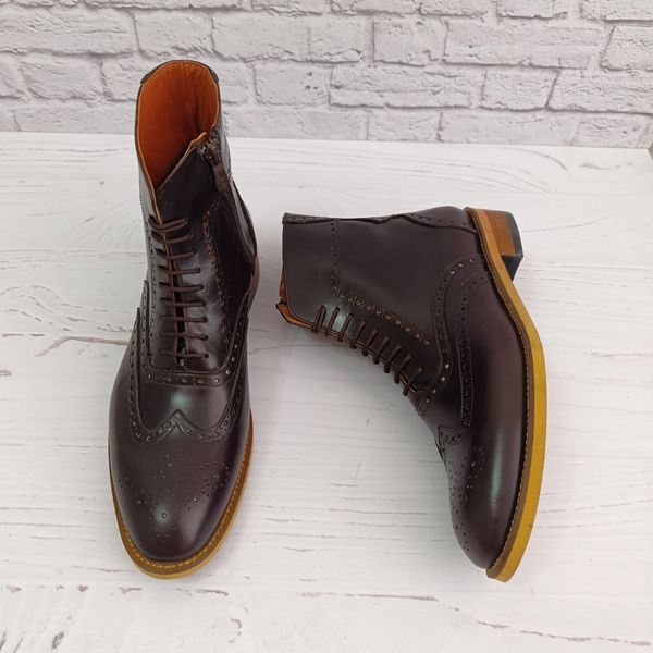 نیم بوت مردانه رسمی چرم طبیعی دست دوز مدل ریچموند قهوه ای تیره