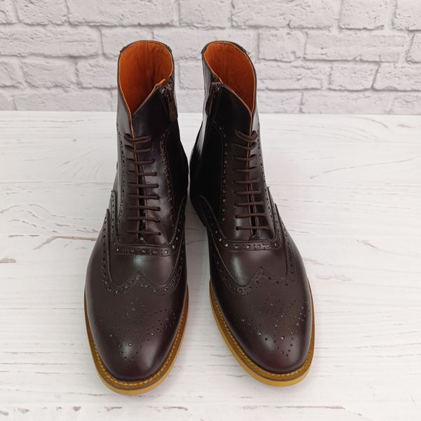 نیم بوت مردانه رسمی چرم طبیعی دست دوز مدل ریچموند قهوه ای تیره