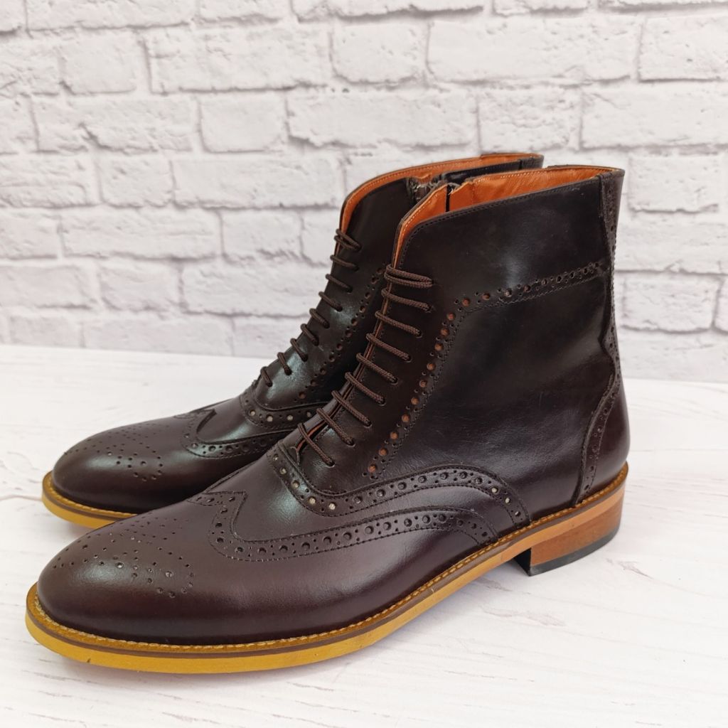 مشخصات نیم بوت مردانه رسمی چرم طبیعی دست دوز مدل ریچموند قهوه ای تیره