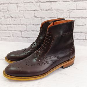 مشخصات نیم بوت مردانه رسمی چرم طبیعی دست دوز مدل ریچموند قهوه ای تیره