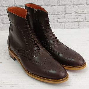 خرید اینترنتی نیم بوت مردانه رسمی چرم طبیعی دست دوز مدل ریچموند قهوه ای تیره