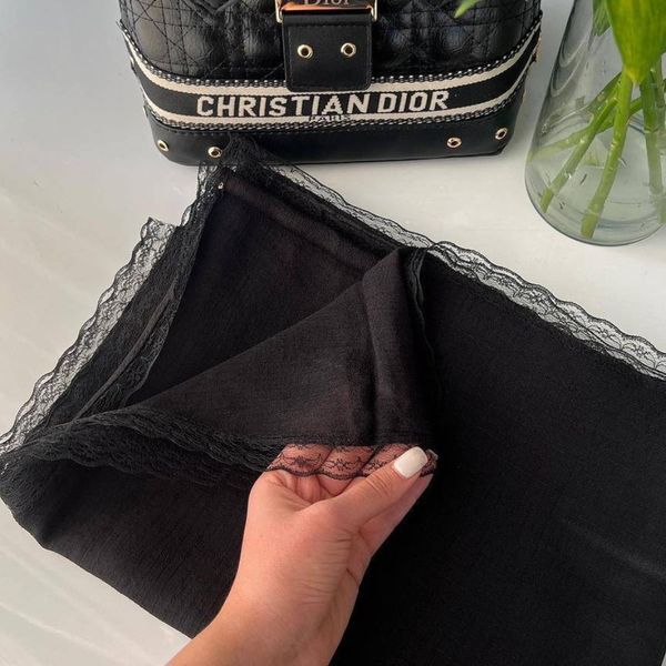 شال نخی اسلپ جت بلک دور دانتل مشکی