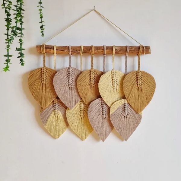 دیوارکوب برگ مکرومه بافی مدرن طرح درسا