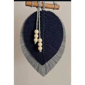 دیوارکوب اویز مکرومه بافی دو برگ طرح ماهسو