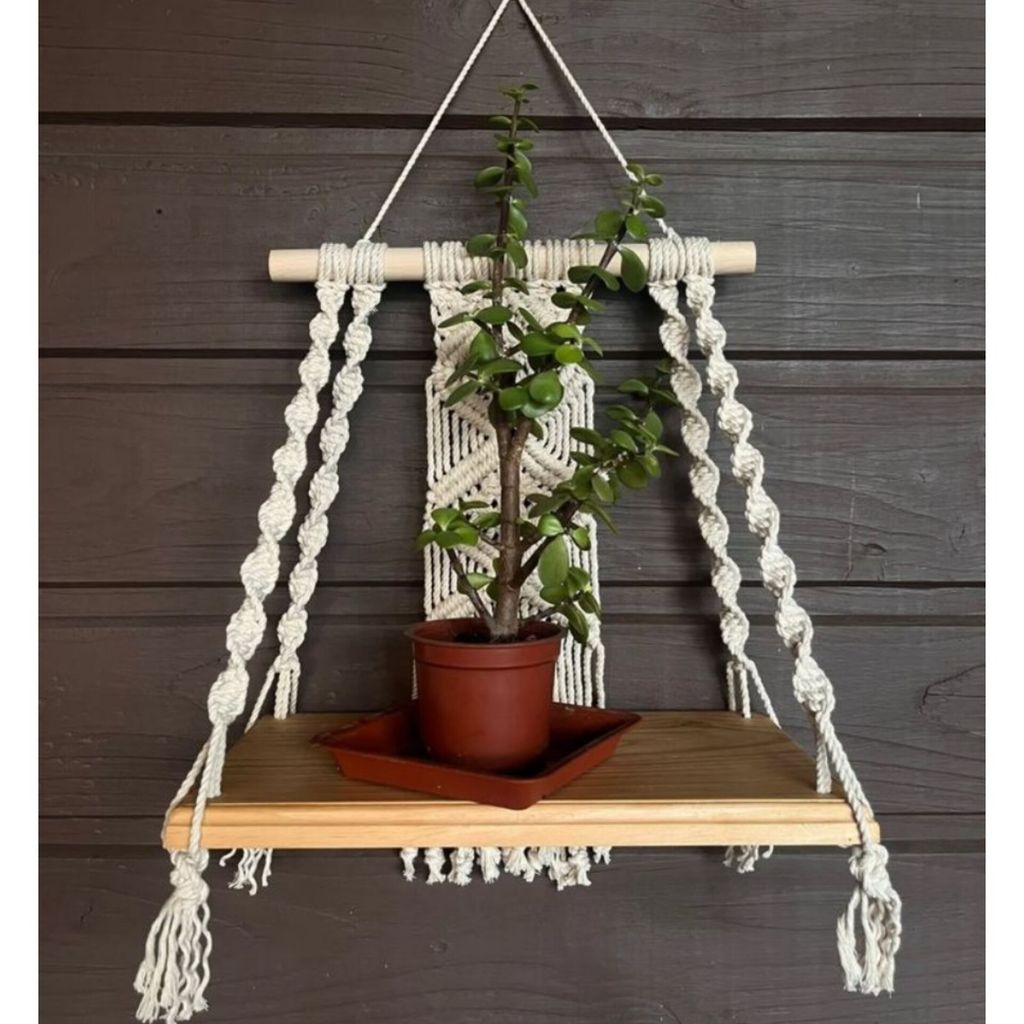 خرید اینترنتی شلف مکرومه چوبی مدل ماهلین