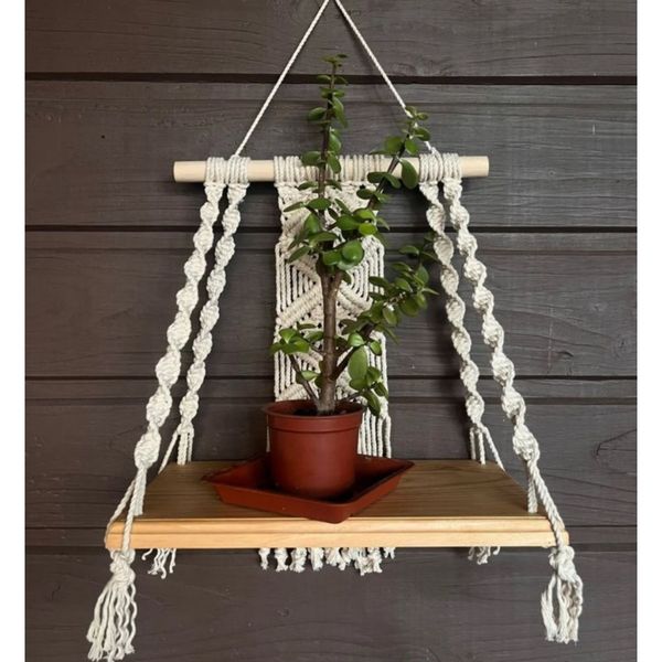 شلف مکرومه چوبی مدل ماهلین