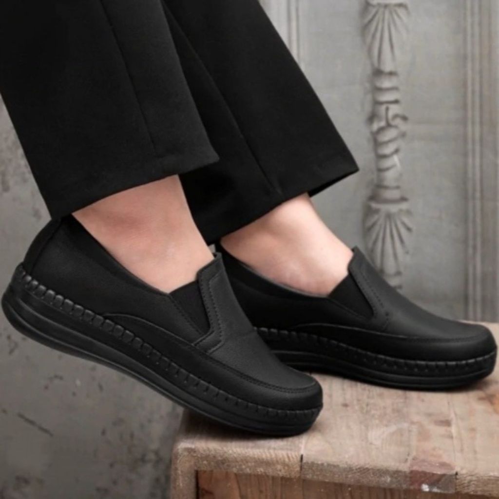 فروش اینترنتی کفش زنانه مدل گلبهار کفی طبی و خارپاشنه رنگ مشکی