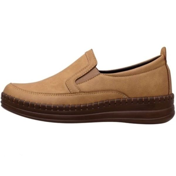 کفش زنانه مدل گلبهار کفی طبی و خارپاشنه رنگ کرم