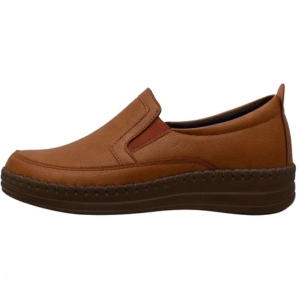 قیمت ارزان کفش زنانه مدل گلبهار کفی طبی و خارپاشنه رنگ عسلی