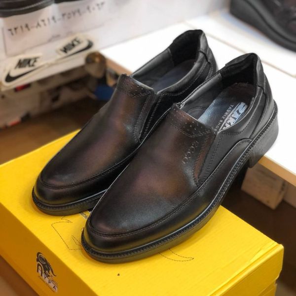 کفش چرم مردانه مجلسی صافتی مشکی برند رخشی