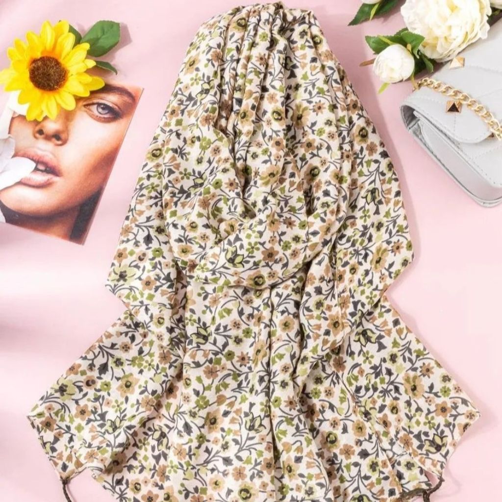 خرید اینترنتی شال نخی طرحدار سبز شیک و زیبا با ارسال رایگان