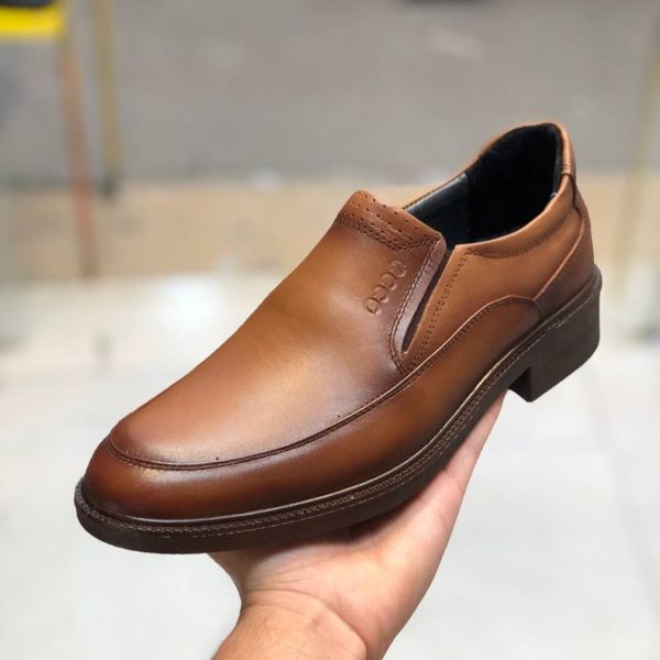 کفش چرم مردانه مجلسی صافتی عسلی