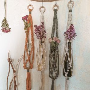 اویز گل مکرومه مینیمال گندمی