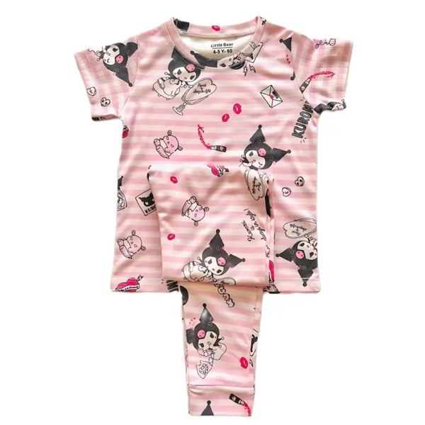 ست تیشرت و شلوار کرومی راه راه مناسب 7 تا 15 سال کد 3514