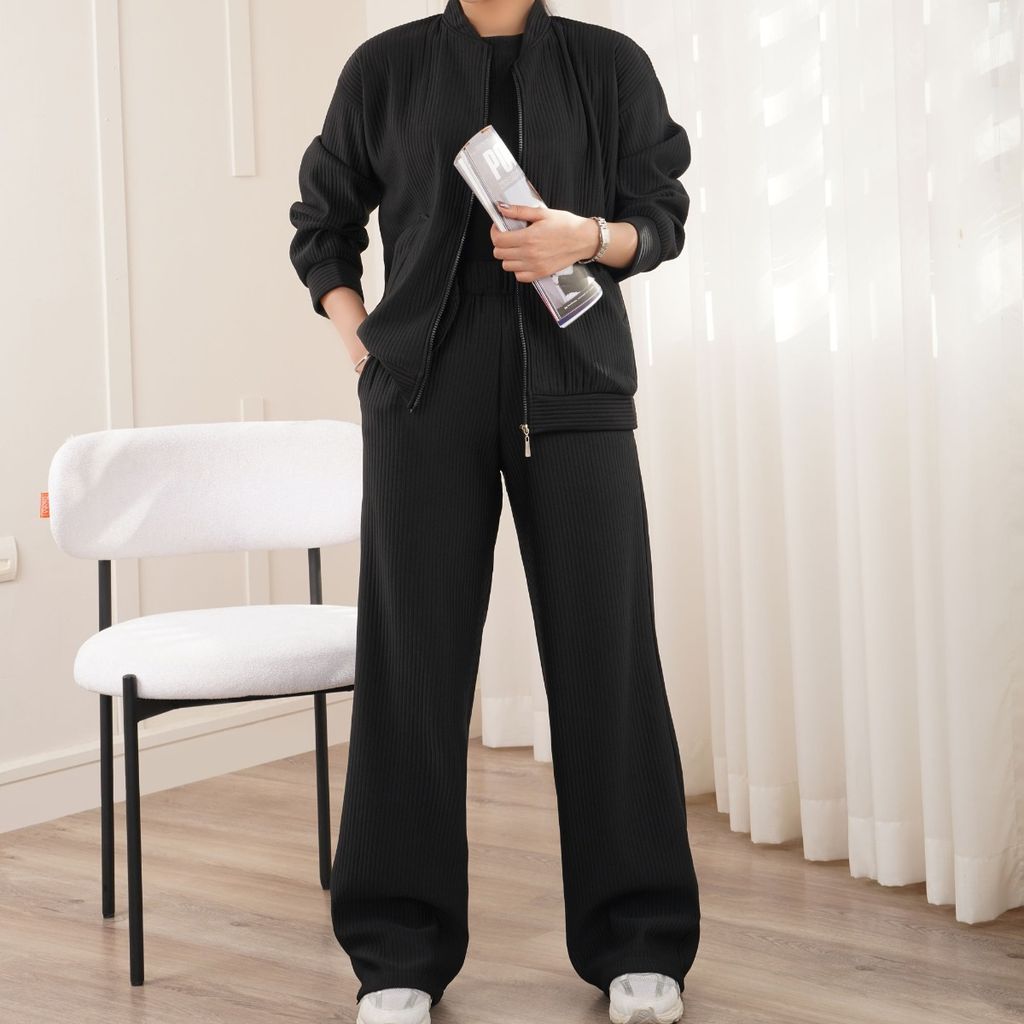 خرید اینترنتی ست بامبر و شلوار مشکی پاد