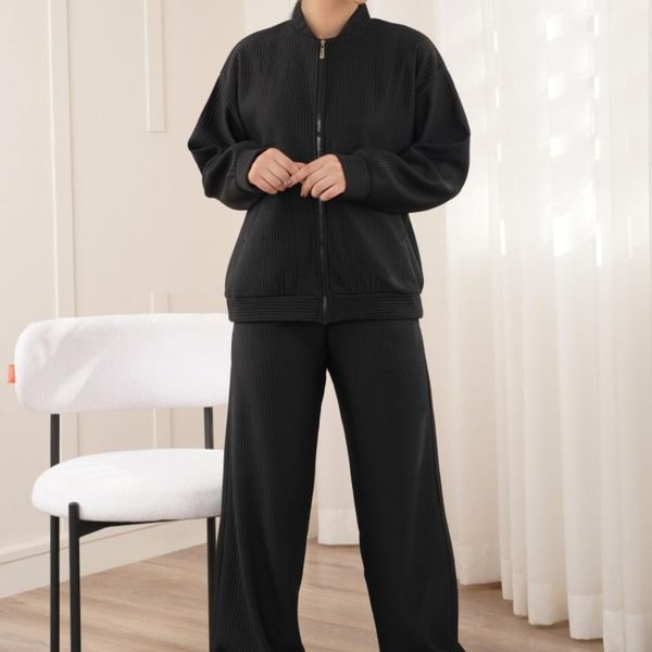 ست بامبر و شلوار مشکی پاد