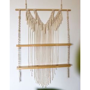 شلف چوبی دو طبقه مکرومه مدل لاوندر