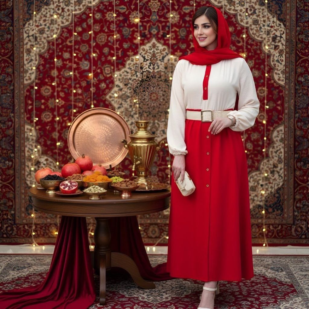 خرید انلاین شومیز دامن مجلسی مخصوص یلدا بهمراه کمربند