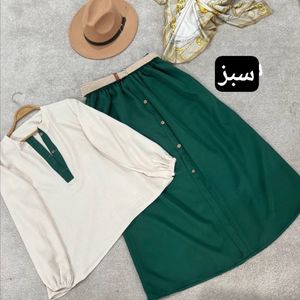 قیمت ارزان شومیز دامن مجلسی مخصوص یلدا بهمراه کمربند