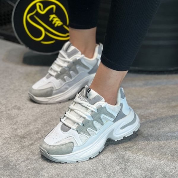 کفش چرم اسپرت زنانه مدل هوگان سفید طوسی