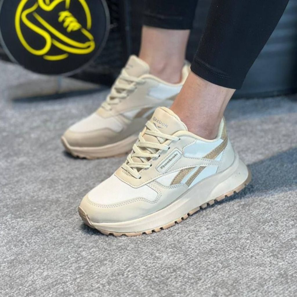 خرید انلاین کفش چرم زنانه اسپرت مدل ریبوک کرم قهوه ای