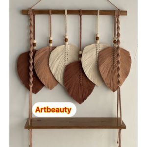 شلف چوبی برگ مکرومه بافی طرح نازنین