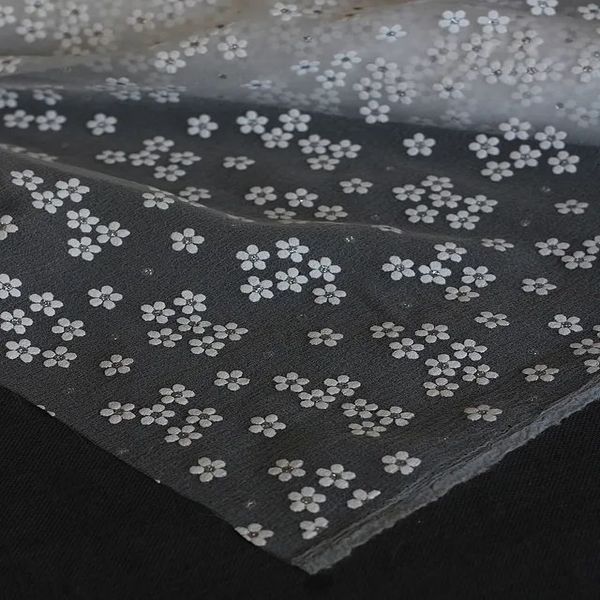 پارچه تور ارگانزا گل گچی 1138