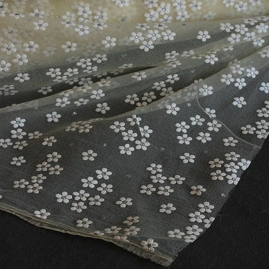 خرید اینترنتی قیمت پارچه تور ارگانزا گل گچی