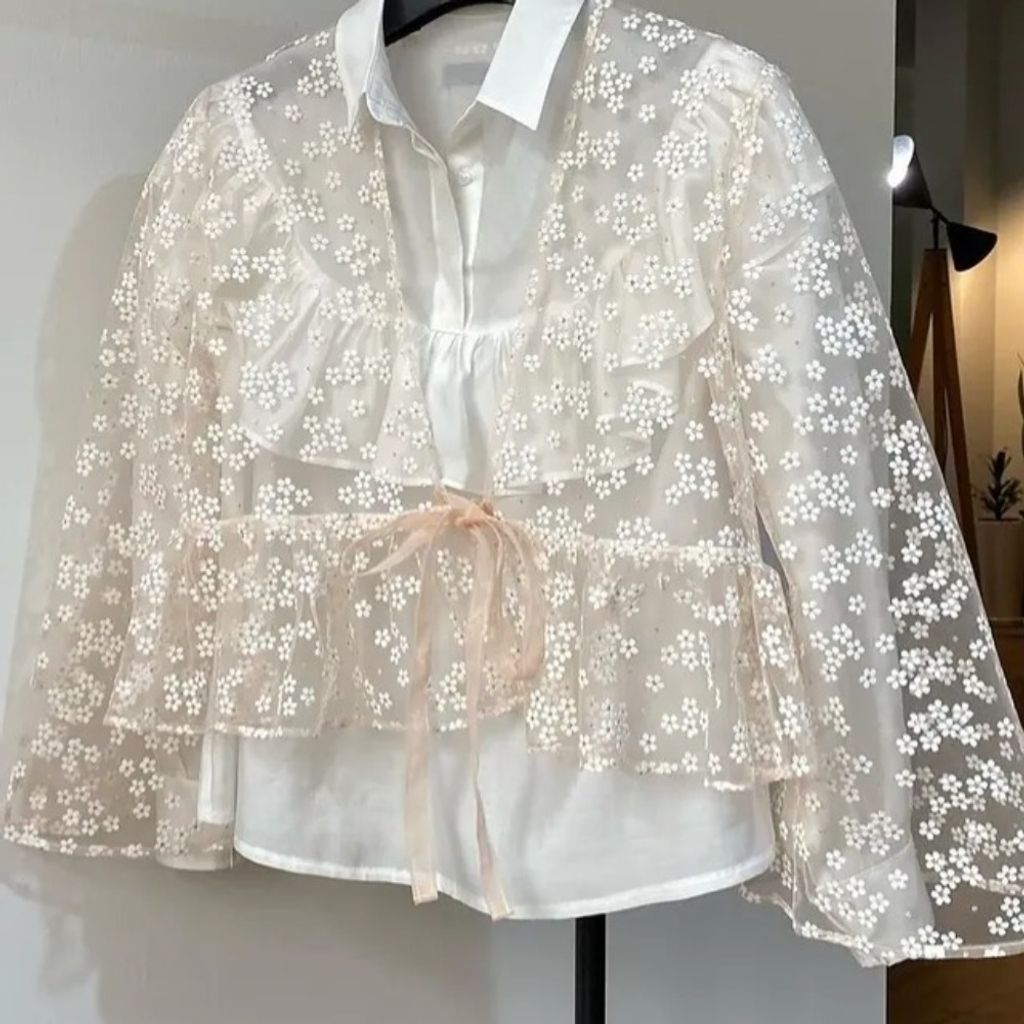 خرید انلاین پارچه تور ارگانزا گل گچی