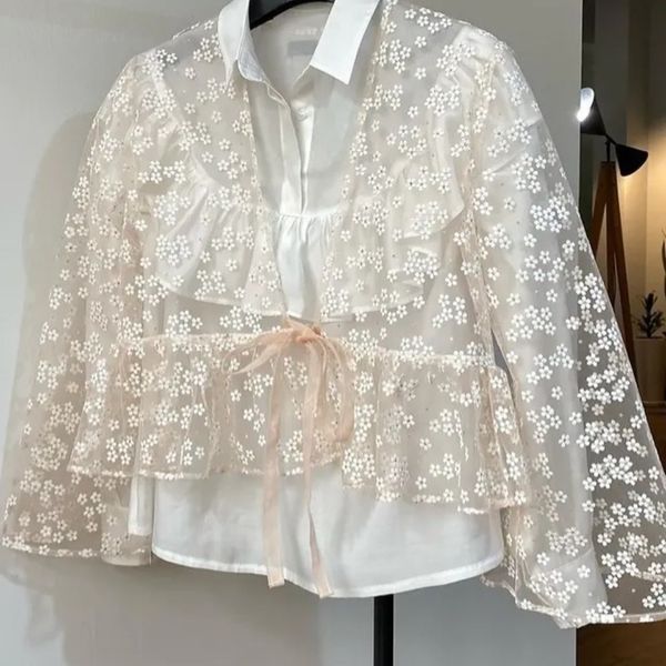 پارچه تور ارگانزا گل گچی