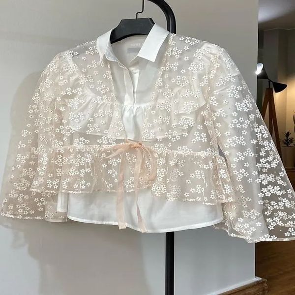 پارچه تور ارگانزا گل گچی 1138