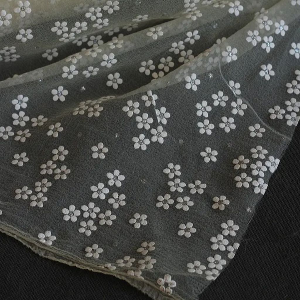 قیمت ارزان پارچه تور ارگانزا گل گچی