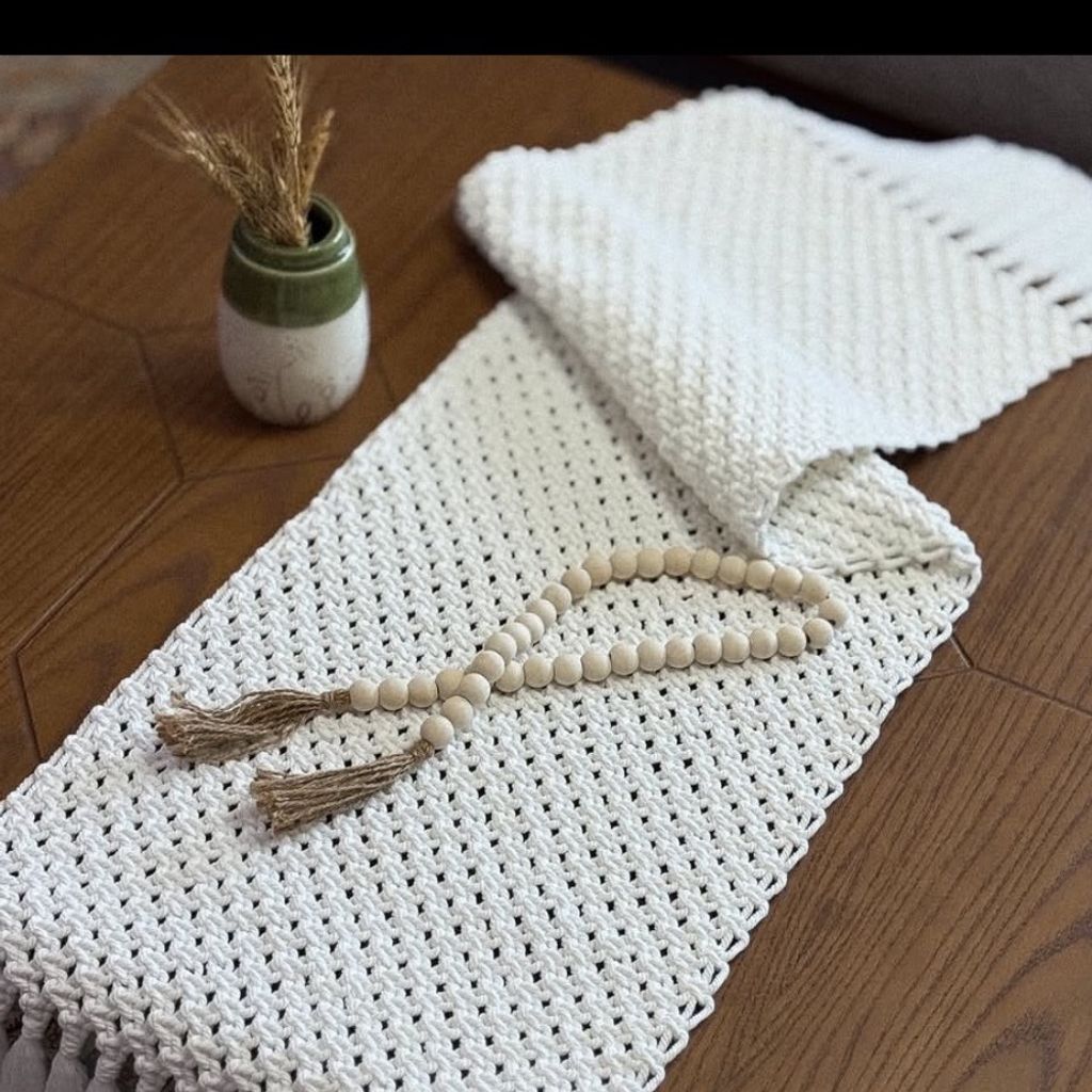 خرید انلاین رانر مکرومه بافی رنگ سفید