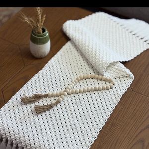 رانر مکرومه بافی رنگ سفید