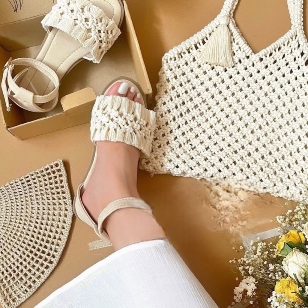 خرید انلاین ست کیف و صندل مکر‌ومه بافی