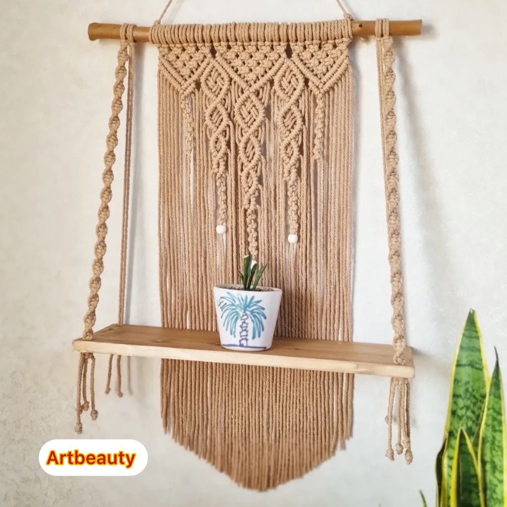 فروش اینترنتی شلف چوبی مکرومه بافی خاص طرح کوهستان