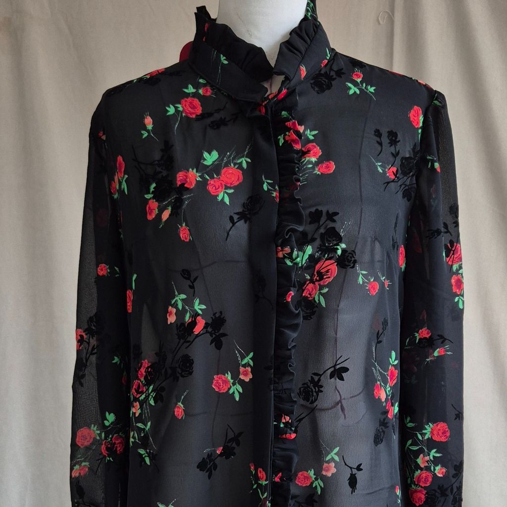 قیمت شومیز زنانه مشکی گلدار گل مخملی حریر در سه رنگ بنفش صورتی، قرمز، نارنجی