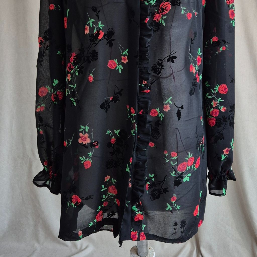 فروش اینترنتی شومیز زنانه مشکی گلدار گل مخملی حریر در سه رنگ بنفش صورتی، قرمز، نارنجی