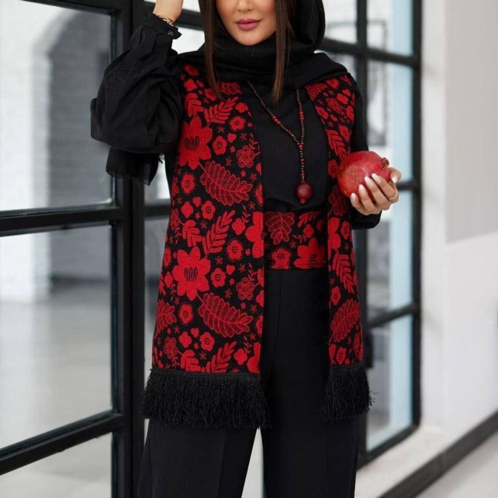 فروش اینترنتی جلیقه ست یلدایی شومیز سفید جلیقه ریش و کمربند