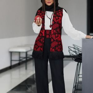 خرید انلاین جلیقه ست یلدایی شومیز سفید جلیقه ریش و کمربند