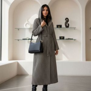 مانتو کلاهدار پیچازی  پشمی با قد 135