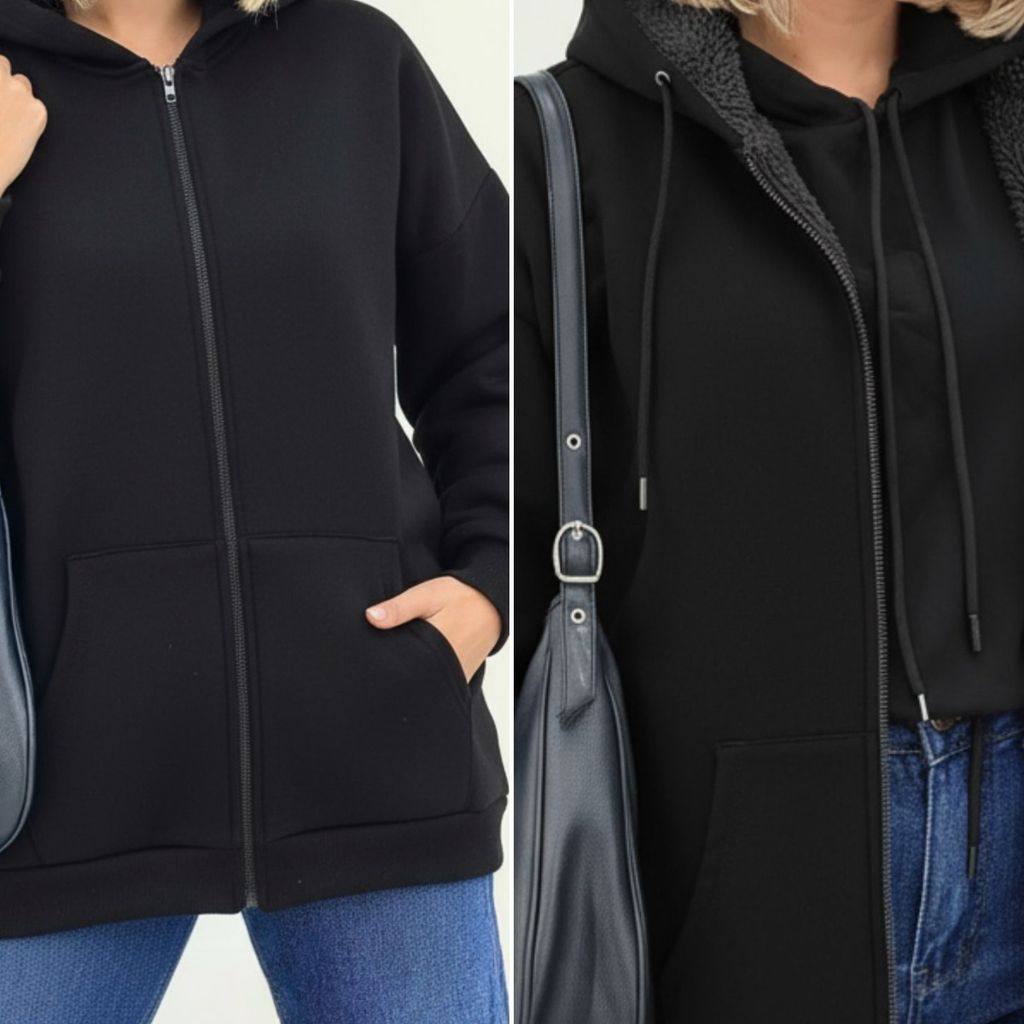 فروش اینترنتی سویشرت جلو زیپ ساده