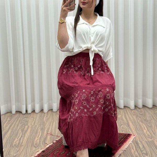 دامن سلن خامه دوزی کیفیت جنس عالی وارداتی