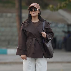 قیمت ارزان بارونی کوتاه قهوه ایی