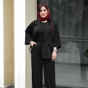 ست کت و شلوار یقه انگلیسی پانچ  با شلوار بگ