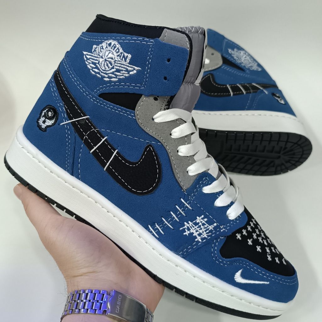 خرید اینترنتی کتونی مردانه نایک جردن وودو ساقدار آبی کیفیت بالا